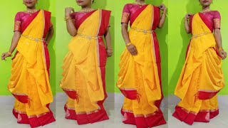 বিয়ে বাড়ি শাড়ি পরার নিউ স্টাইল 2021  atpoure saree wearing  biye barir saree styles [upl. by Daughtry]