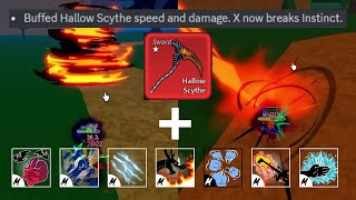 UPDATE 21 Using BUFFED hallow scythe to combo with all melees  Blox fruits [upl. by Midan]