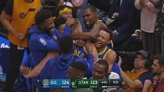 Jerebko Saves Warriors Game Winner 03 Seconds vs Jazz 201819 Season [upl. by Meara943]