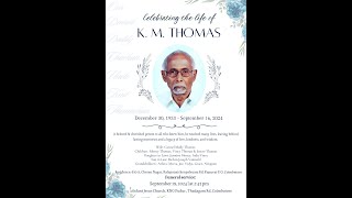 Celebrating the life of KM Thomas Funeral service  245pm [upl. by Reider]