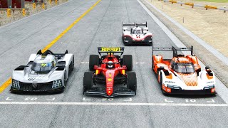 Ferrari F1 2023 vs Porsche 963 LMDh vs Peugeot 9X8 Hypercar vs Porsche 919 EVO  Monza [upl. by Aihcila]