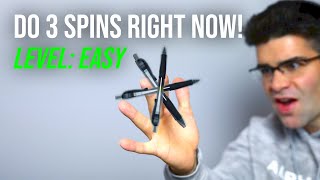 Learn 3 of the EASIEST Pen Spins FAST  Awesome Skills in Only 5 Minutes [upl. by Franzoni]