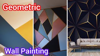 Wall Painting Design  Geometric Wall Painting home decor Interior Design ideas [upl. by Ban]