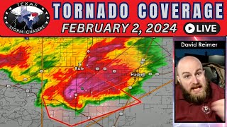 February 2 2024 LIVE Texas Tornado Warning Coverage Haskell [upl. by Leksehc]