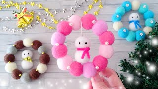 【簡単】雪だるま⛄️クリスマスリースの作り方🎅【全部100均🌲】ボンド不要！DIY How to make a Christmas wreath snowman [upl. by Jacobsen615]