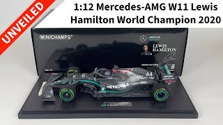 Minichamps 112 MercedesAMG W11 Lewis Hamilton World Champion 2020 Unveiled  Model Universe [upl. by Assedo822]