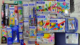 unboxing doms collection  doms stationery collection  unboxing and review  doms art kit colours [upl. by Atiuqer]