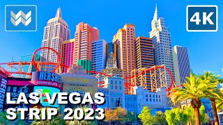 4K Las Vegas Strip USA Full Walking Tour amp Travel Guide  2 hours Treadmill Workout Exercise [upl. by Raybin]