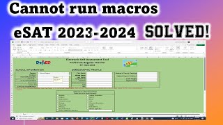 How to Open Macros Disabled Excel  eSAT SY 20232024 [upl. by Maharva]