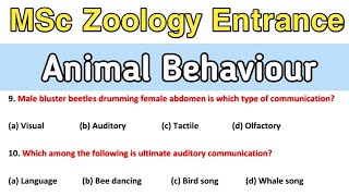 Animal Behaviour MCQ  MSc Zoology Entrance Exam Preparation  Most Important Questions [upl. by Ahseila741]