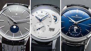 Three of the BEST Luxury Moonphase Watches from Zenith Glashütte Original amp JaegerLeCoultre [upl. by Ennirac575]