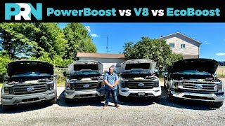 Ford PowerBoost vs EcoBoost vs PowerStroke vs 50L V8 vs 33L V6  2021 Ford F150 Engine Comparison [upl. by Lienet]