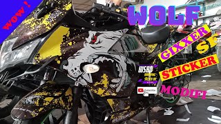 SUZUKI GIXXER SF WOLF GRAPHICS STICKER INSTALLATION  Best sticker modification [upl. by Gizela]