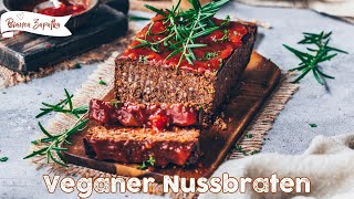 Veganer Nussbraten Rezept ☆ Braten ohne Fleisch mit Nüssen und Bohnen ☆ saftig einfach lecker ☆ [upl. by Amsden]