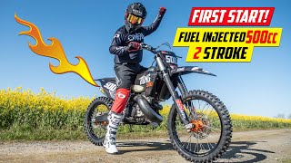 Starting a Fuel Injected 500cc 2 Stroke for the FIRST Time [upl. by Devehcoy]