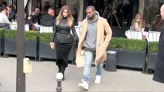 EXCLUSIVE  Kanye West and Kim Kardashian lunch at L avenue in Paris [upl. by Idas]