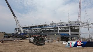 As the new Kansas City Current stadium nears completion demand for season tickets increasing [upl. by Tenay432]