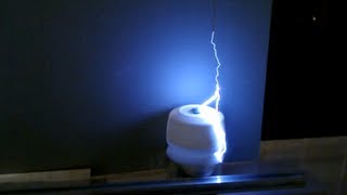 2nF Leyden jar attacked by a 5 inch 200kV spark [upl. by Peppy492]