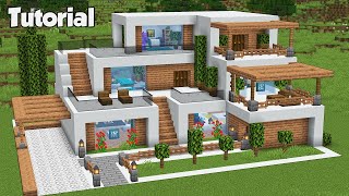 Building a modern house in Minecraft  Step by Step Tutorial [upl. by Aidnis]