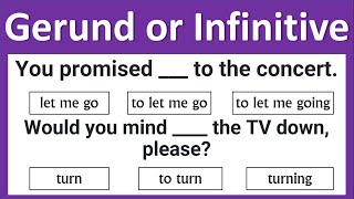 Gerund and Infinitive Quiz  Grammar Test [upl. by Litsyrk]