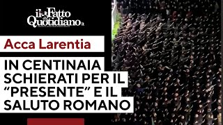 Acca Larentia in centinaia schierati per il “presente” e il saluto romano ai “camerati caduti” [upl. by Bern]