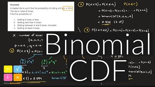 Binomial Distribution  Binomial CDF Cumulative Distribution Function Full Lesson with Examples [upl. by Cleave]