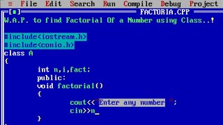 C program to calculate Factorial of a number using class  Factorial number program in c [upl. by Berkeley]