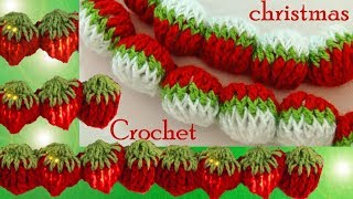 Crochet en punto 3D guirnaldas esferas fresas de una tira tejido tallermanualperu [upl. by Intirb]