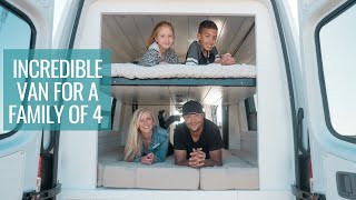 FAMILY VAN TOUR Incredible Bunk Bed System amp Full Bathroom  4x4 Sprinter Van Conversion [upl. by Adnaloj461]