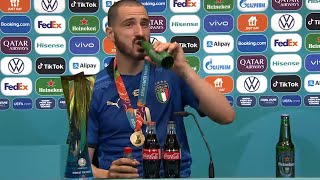 Bonucci drinks beer and cola after winning EURO 2020 [upl. by Pascia]