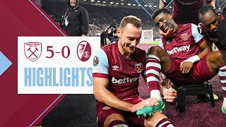 West Ham 50 SC Freiburg  Hammers Cruise Into QuarterFinals  UEFA Europa League Highlights [upl. by Laehcor]