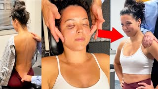 FEMALE ATHLETE Gets CHIROPRACTIC ADJUSTMENT AFTER CONCUSSION MASSAGE ASMR BONE CRACKS [upl. by Steffy]