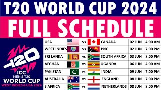 T20 World Cup 2024 schedule ICC T20 World Cup 2024 Schedule  Full list of matches timing amp venues [upl. by Necaj904]