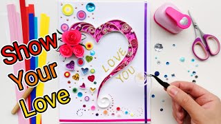 Heart Quilling Card Tutorial  Quilling Card  Quilling Paper Art [upl. by Filide]