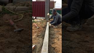 How to install a sidewalk curb 🦾 landscape pavers construction work sidewalk garden [upl. by Reppart489]