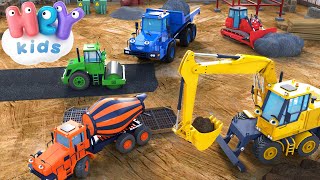 Construction Vehicles Song for Kids 🚛 Excavator Bulldozer amp Other Trucks for children  HeyKids [upl. by Anib313]