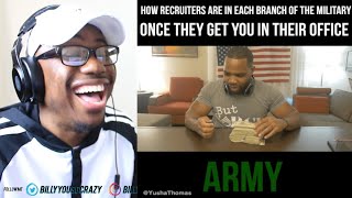 How recruiters are in each branch of the military once they get you in their office REACTION [upl. by Auqenet]