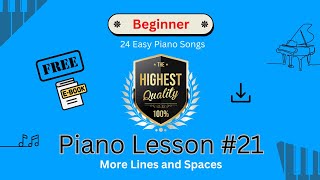 Piano Lesson 21  Easy Piano Songs for Beginners  Beginner Piano Tutorial  More Lines and Spaces [upl. by Braunstein]