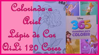 Colorindo a Ariel  Lápis de Cor QILI 120 Cores Livro Disney 365 [upl. by Refeinnej198]