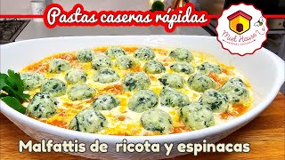 Pastas caseras RÁPIDAS de ricota y espinacas MALFATTIS sin amasar [upl. by Yllah]