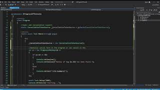 C IProgress of T with cancellation using CancellationTokenSource asyncawait [upl. by Nnahgem734]