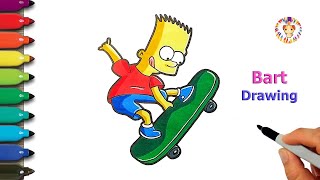 How to draw Bart Simpson 💙Bart Simpson drawing easy step by step  The Simpsons [upl. by Calie]