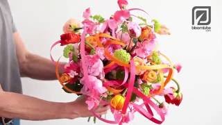 Colorful hand tide bouquet with a frame of wood strips Tutorial [upl. by Dorry]