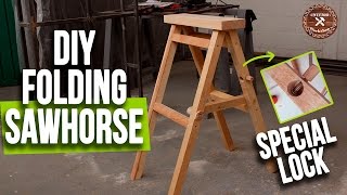 Making a Folding Sawhorse with Special Lock  Sturdy and Cheap  Interio Workshop [upl. by Ayarahs377]