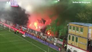 Pyrotechnik im Gästeblock  Spiel unterbrochen  1 FC Union  Hannover 96 [upl. by Nipha]