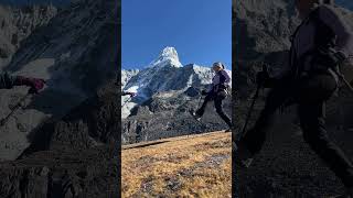 Natural slow motion infront of Ama Dablam 8000films My two Singapore clients sherpa [upl. by Chesney59]