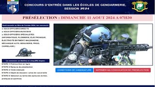 Concours De Gendarmerie 2024  Date Composition Ecrite Phase de Présélection  Imprimer Convocation [upl. by Gosnell525]