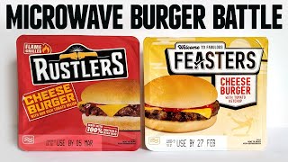 Rustlers VS Feasters  Microwavable Burger Review [upl. by Ecilahc]