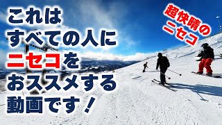 スキー【ニセコアンヌプリ国際】ど快晴スキー！これを見たら絶対にニセコに行きたくなる動画（のはず）！超快晴スキーからのヒラフナイトドライブを満喫！ [upl. by Letreece]