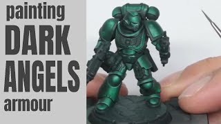 How to Paint Dark Angels Green Armor  Warhammer 40k Painting Guide  Space Marine Tutorial [upl. by Nilam]